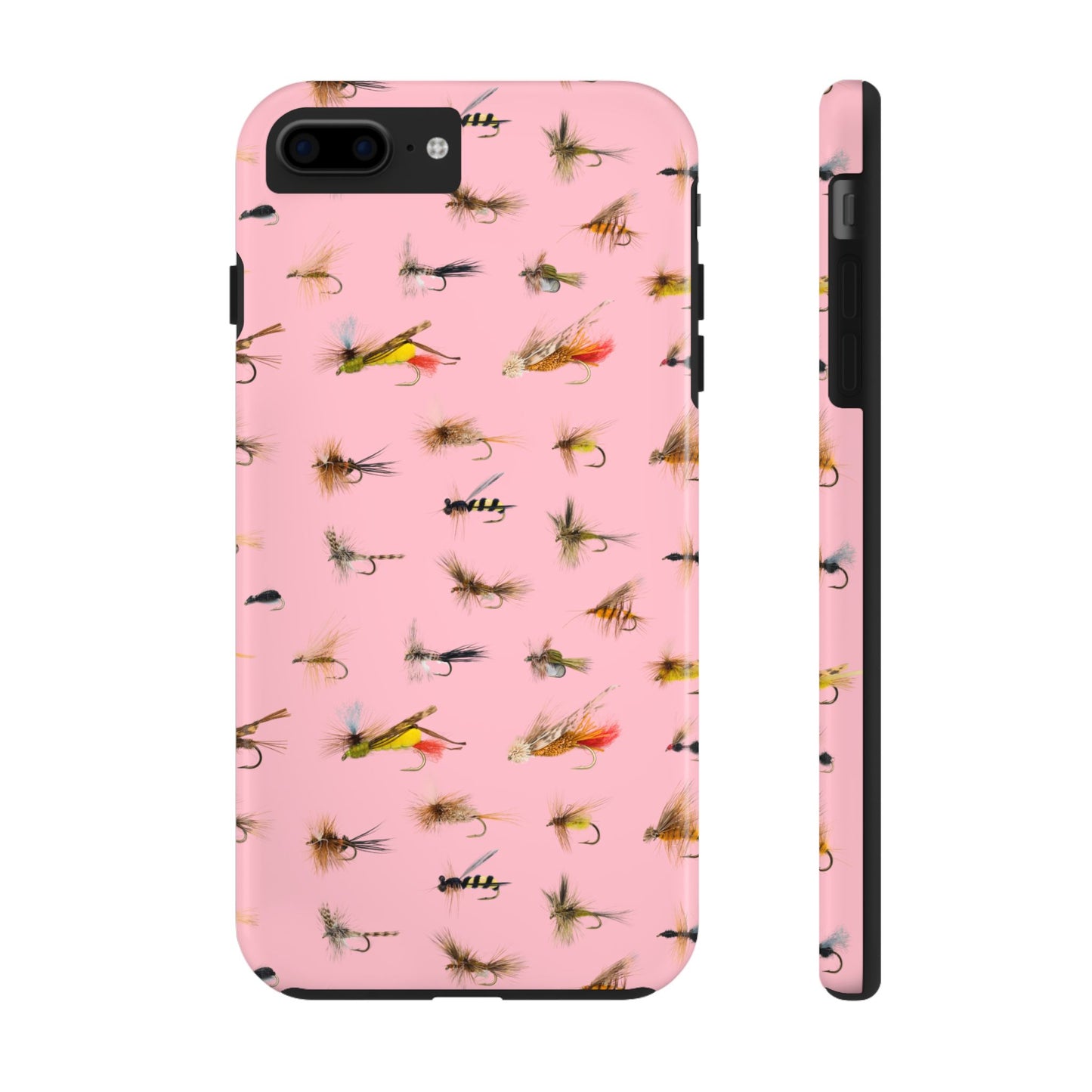 Dry Fly Fishing Lures in Pink Tough Phone Case for iPhone and Samsung Smartphones