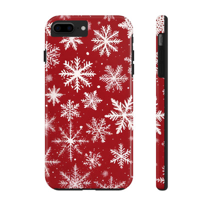 Snowflakes on Red - Tough Phone Case for iPhone and Samsung Phone Cases