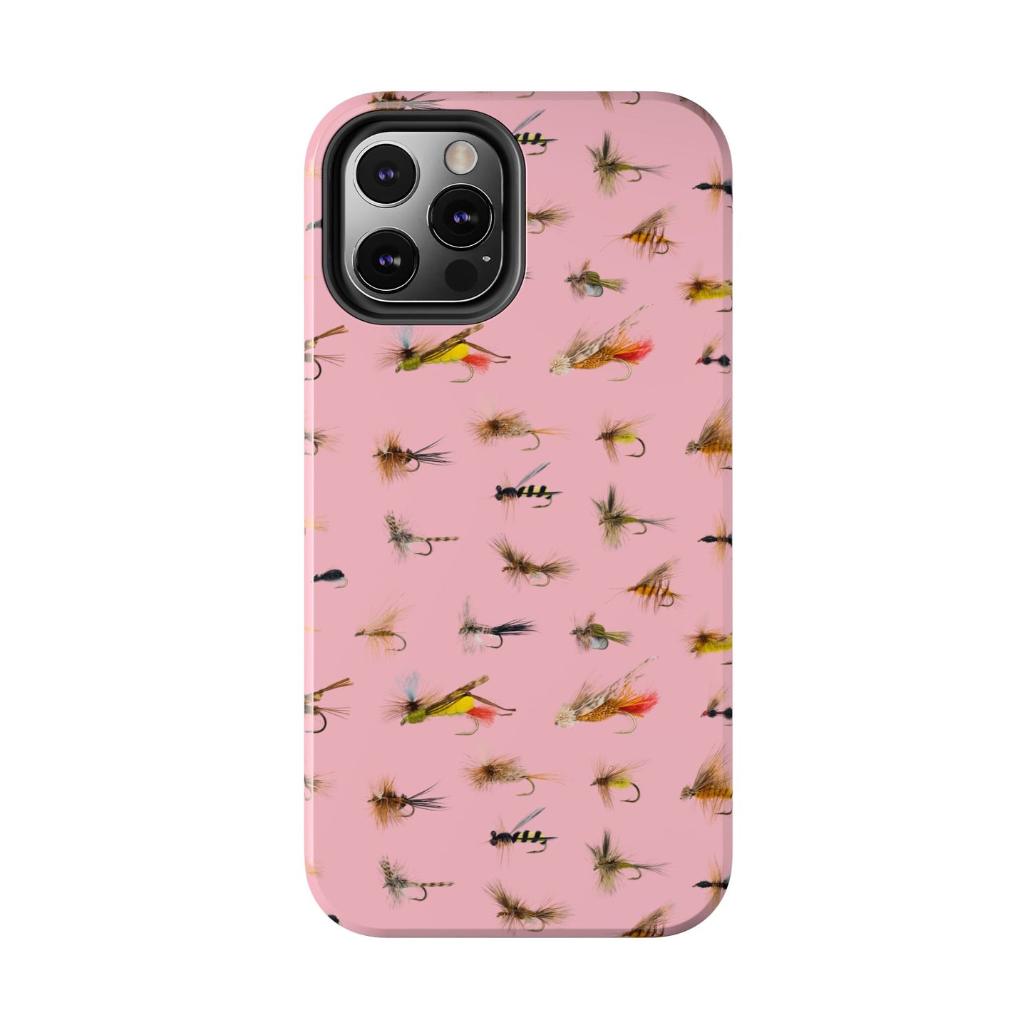 Dry Fly Fishing Lures in Pink Tough Phone Case for iPhone and Samsung Smartphones