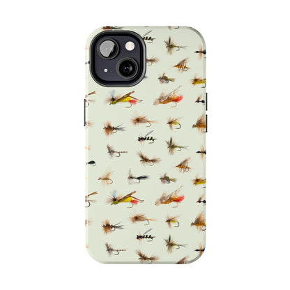 Dry Fly Fishing Lures in Cream  Tough Phone Case for iPhone and Samsung Smartphones