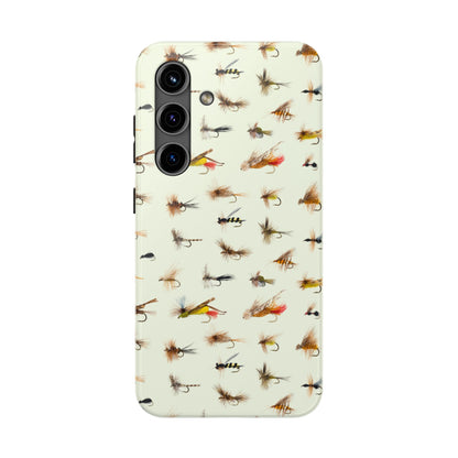 Dry Fly Fishing Lures in Cream  Tough Phone Case for iPhone and Samsung Smartphones