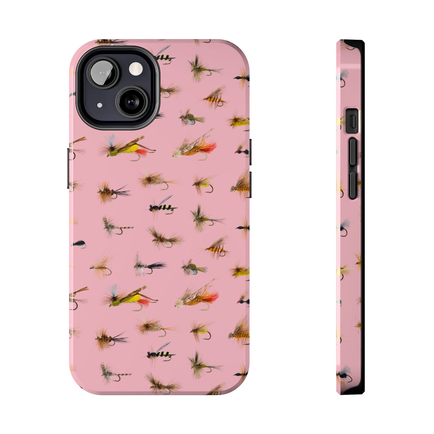 Dry Fly Fishing Lures in Pink Tough Phone Case for iPhone and Samsung Smartphones