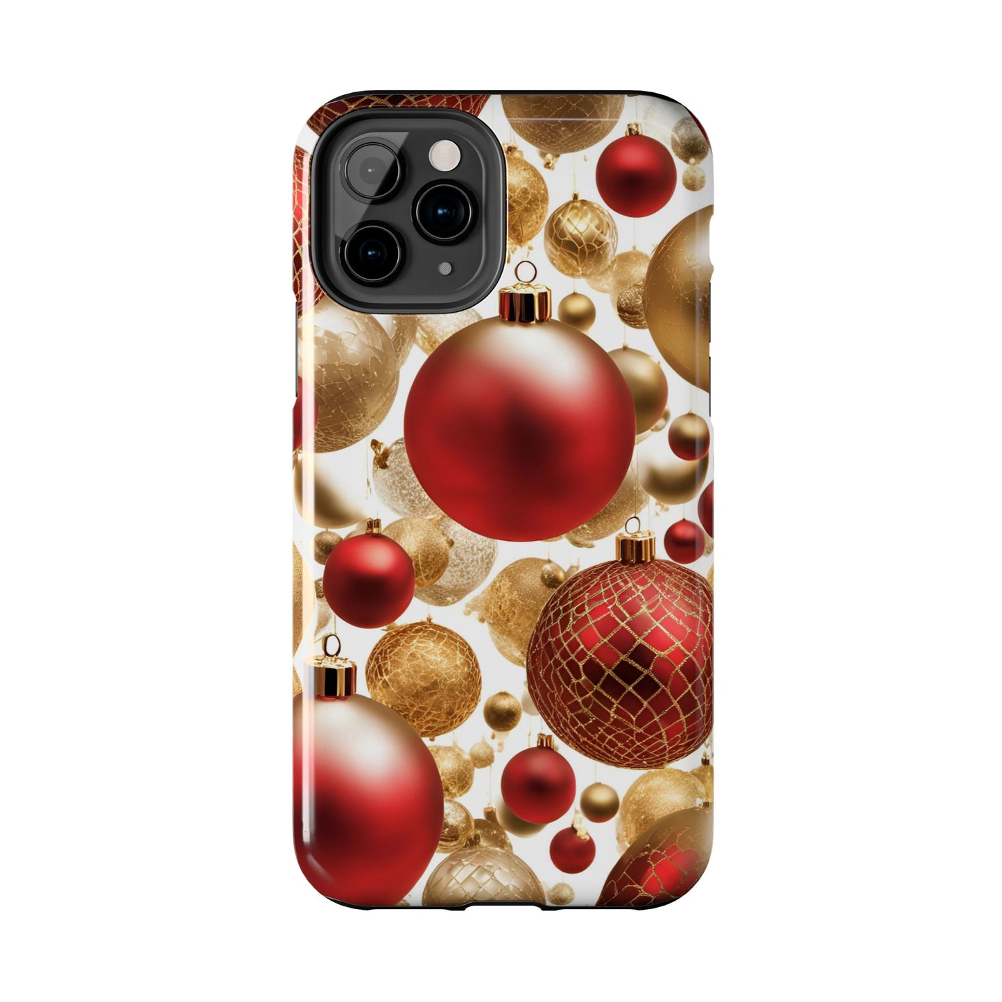 Red and Gold Christmas Ornaments - Tough Phone Case for iPhone and Samsung Smartphones