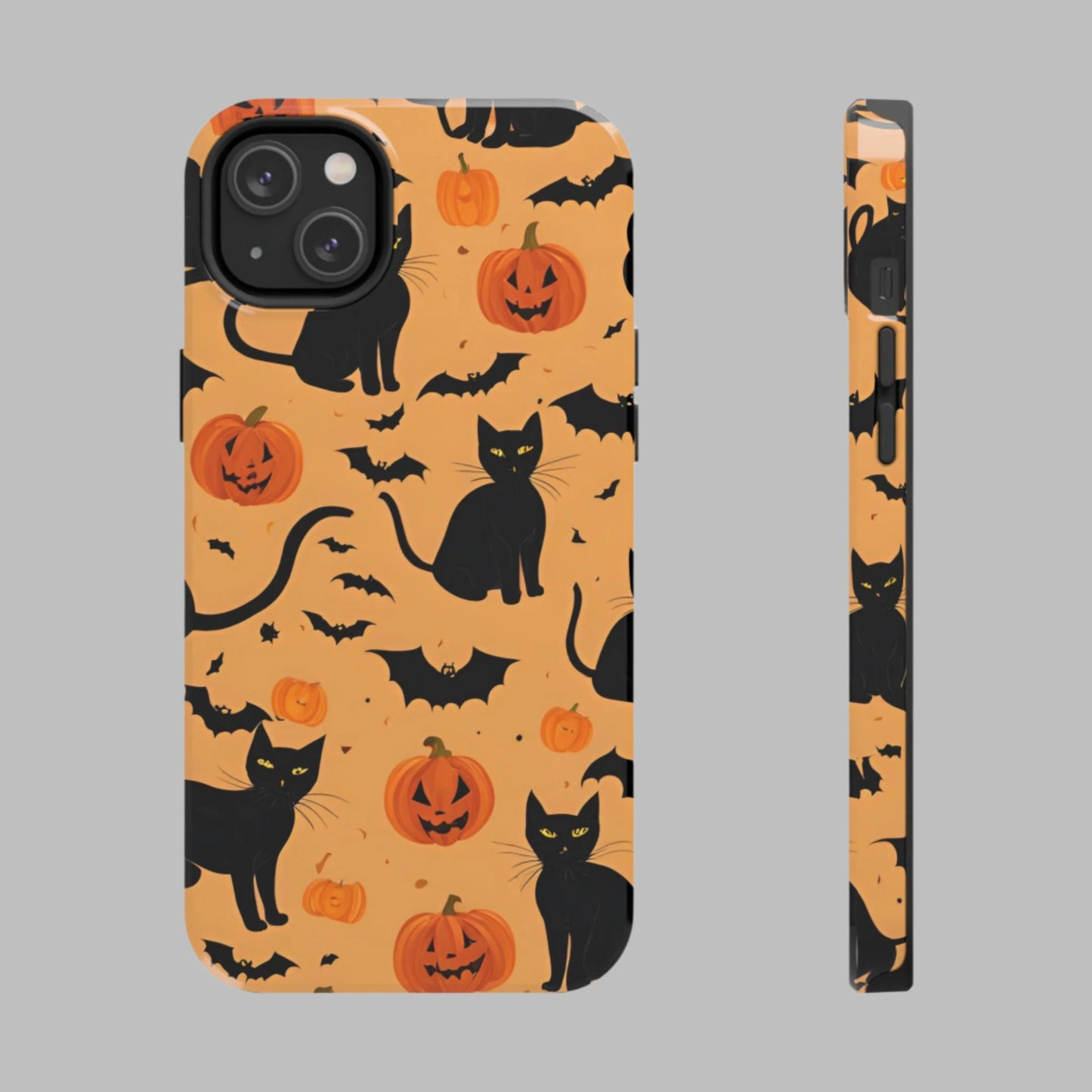 Halloween Black Cats and Pumpkins - Tough Phone Case for iPhones and Samsung Smartphones