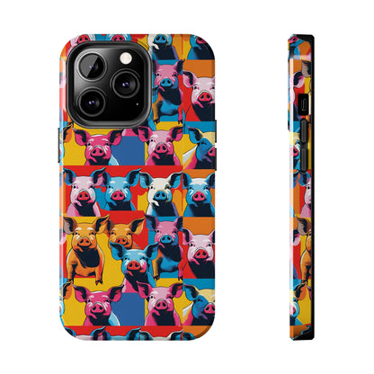 Colorful Pop Art Style Pigs Design - Tough Phone Cases for iPhone and Samsung Smartphones