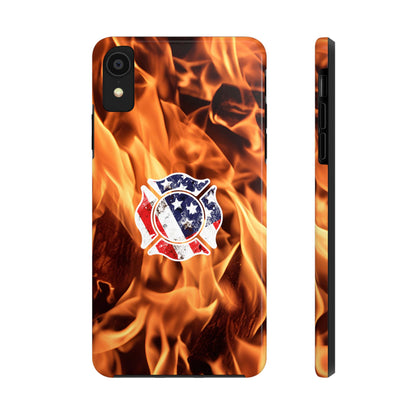 Tough Phone Case: American Flag Firefighter Badge Flames