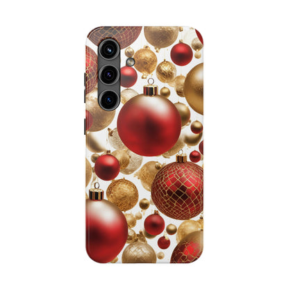 Red and Gold Christmas Ornaments - Tough Phone Case for iPhone and Samsung Smartphones