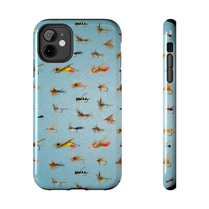 Dry Fly Fishing Lures in Light Blue Tough Phone Case for iPhone and Samsung Smartphones