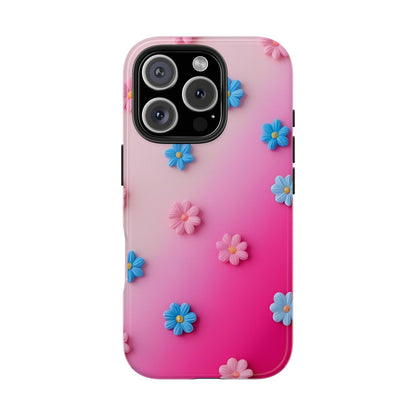 Phone Case - 3D Flowers on Pink Ombre Design