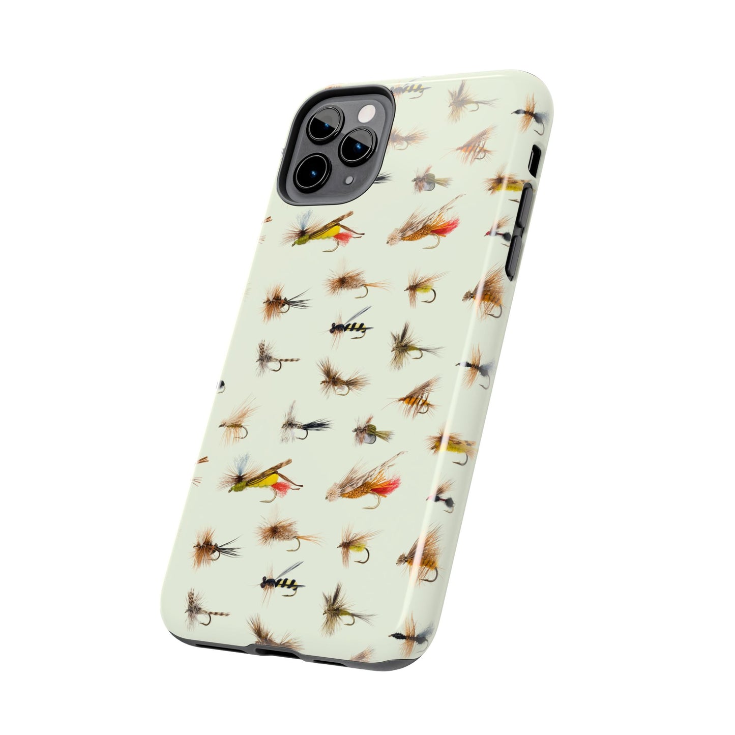 Dry Fly Fishing Lures in Cream  Tough Phone Case for iPhone and Samsung Smartphones