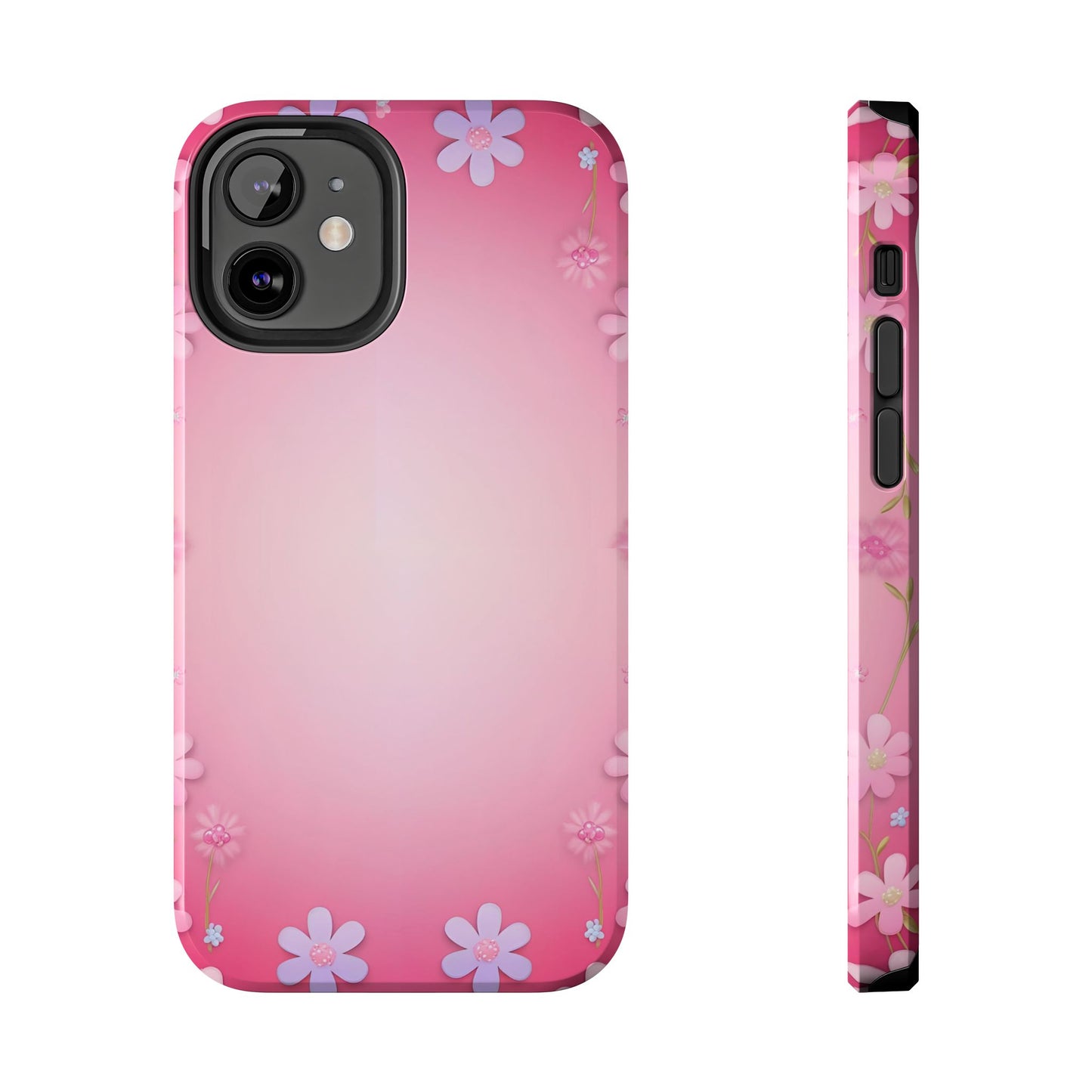Phone Case - Flowers on Pink Ombre Design