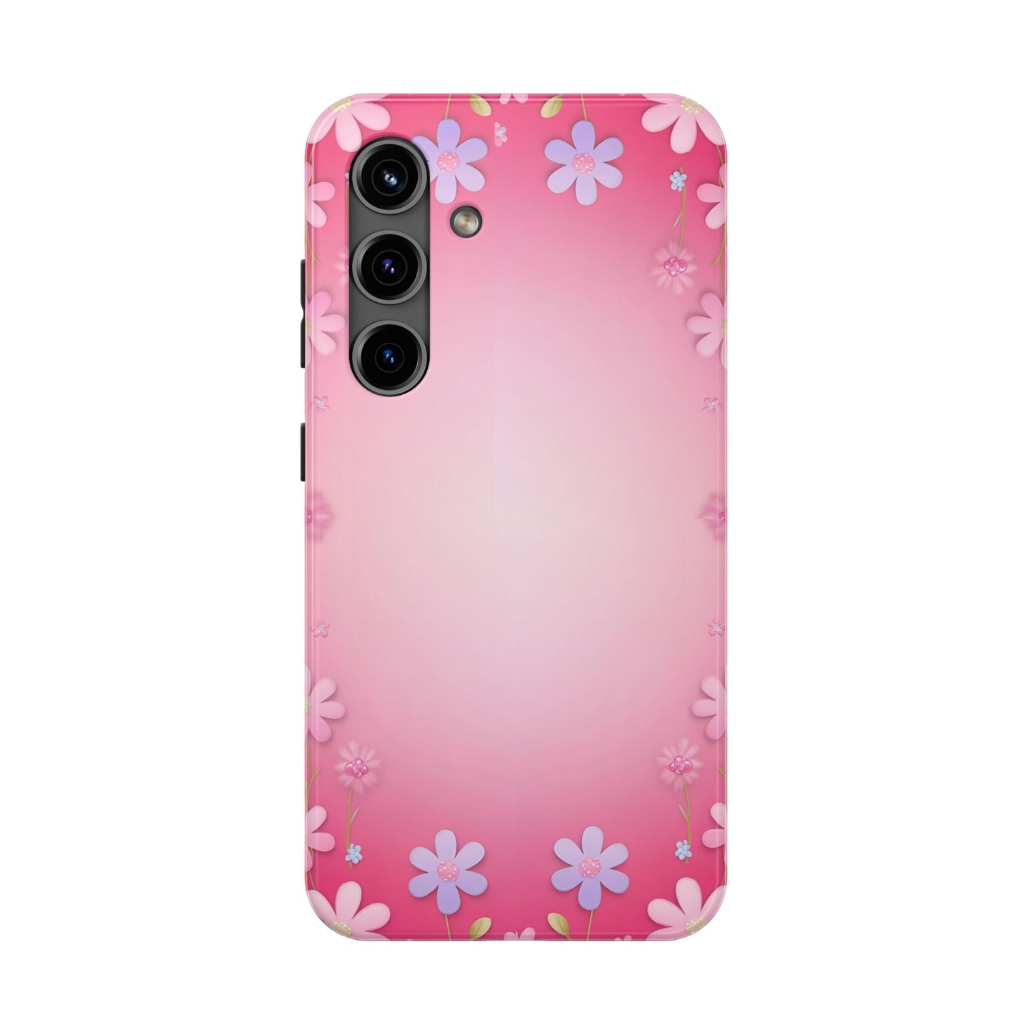Phone Case - Flowers on Pink Ombre Design