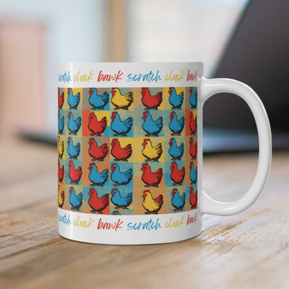 Whimsical Chicken Mug Ceramic - Pop Art