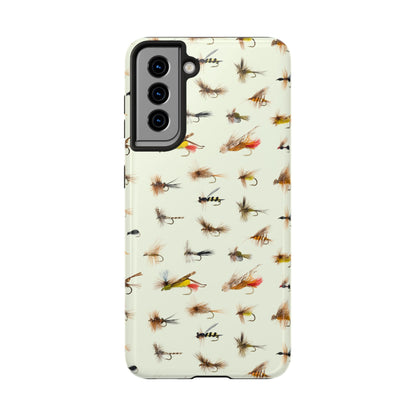 Dry Fly Fishing Lures in Cream  Tough Phone Case for iPhone and Samsung Smartphones