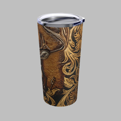 Tumbler 20oz - Brown Leather Look Deer Design