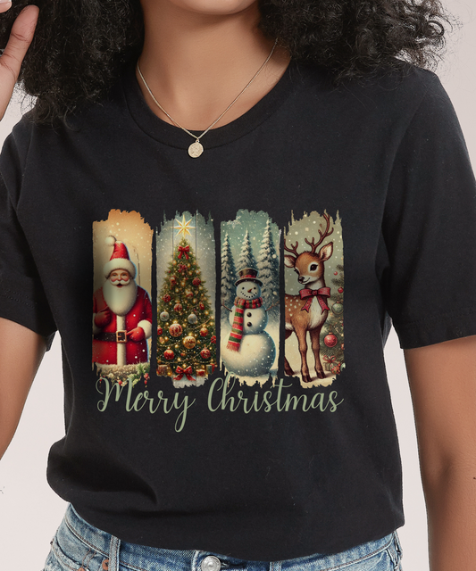 Christmas Collage Tee with Retro Prints