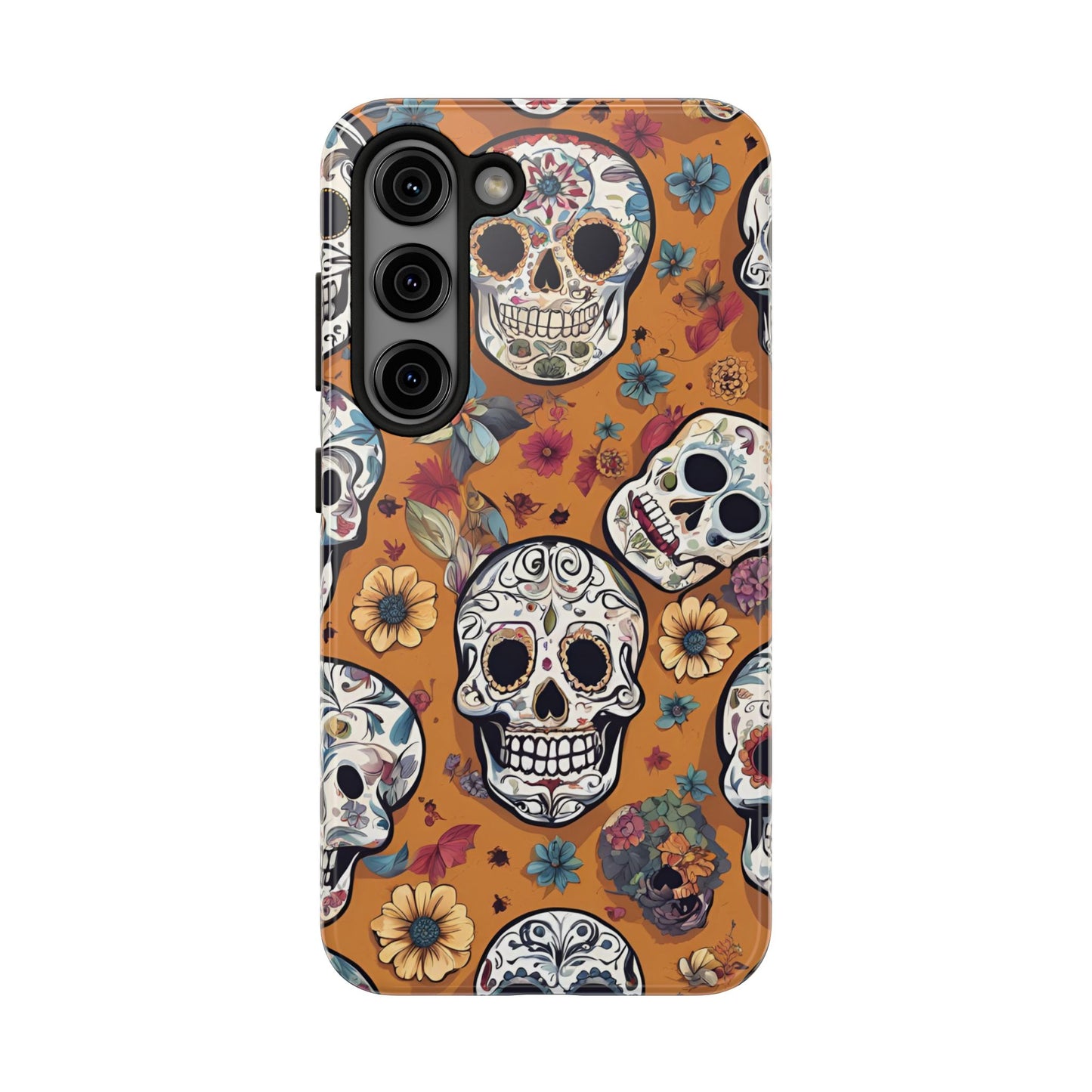 Phone Case - Day of the Dead Sugar Skulls Design  el Día de Todos los Santos iPhone and Samsung Smartphones