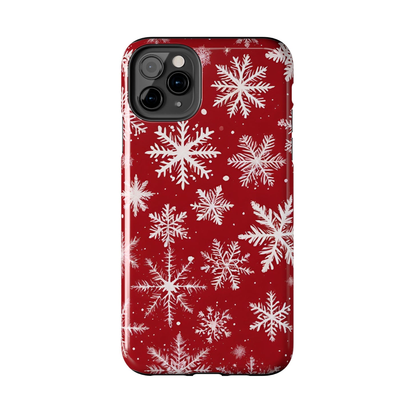 Snowflakes on Red - Tough Phone Case for iPhone and Samsung Phone Cases