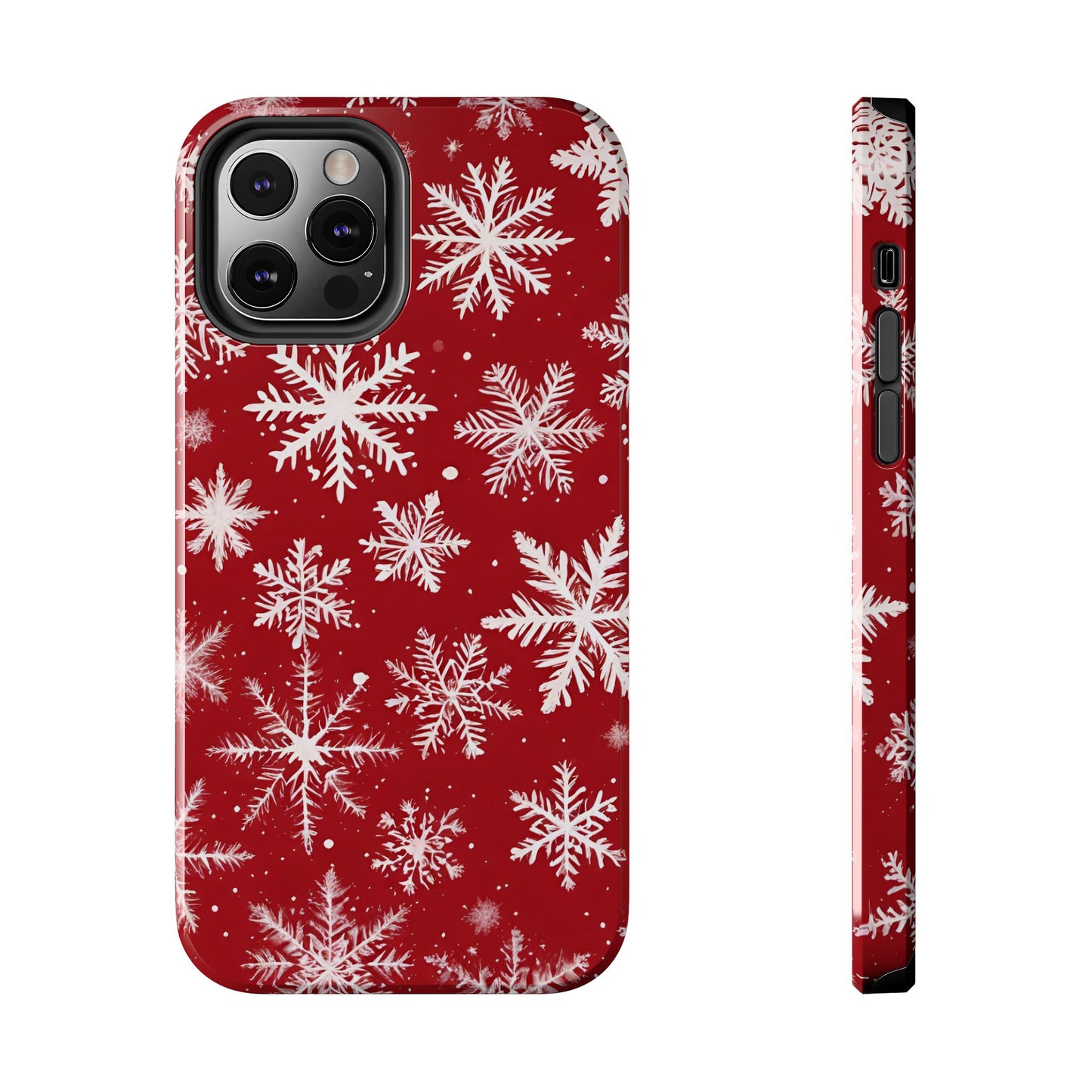 Snowflakes on Red - Tough Phone Case for iPhone and Samsung Phone Cases