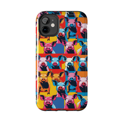 Colorful Pop Art Style Pigs Design - Tough Phone Cases for iPhone and Samsung Smartphones