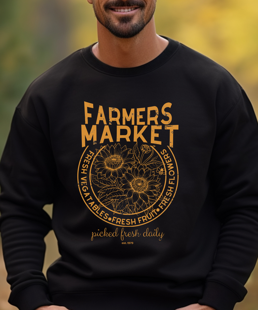 The Farmer's Market Monochromatic Distressed Design Unisex Sweatshirt - Men's