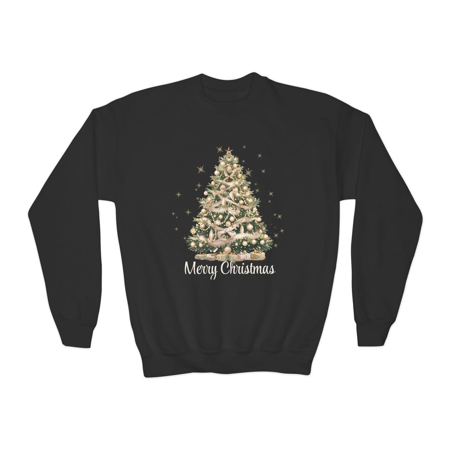 Youth Crewneck Sweatshirt - Elegant Christmas Tree Design