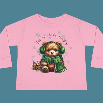 "Too Cute to Be Naughty - Long Sleeve Tee for Toddlers