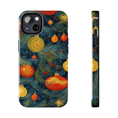 Christmas Tree and Ornaments Whimsical Art- Tough Phone Case for iPhones and Samsung Smartphones