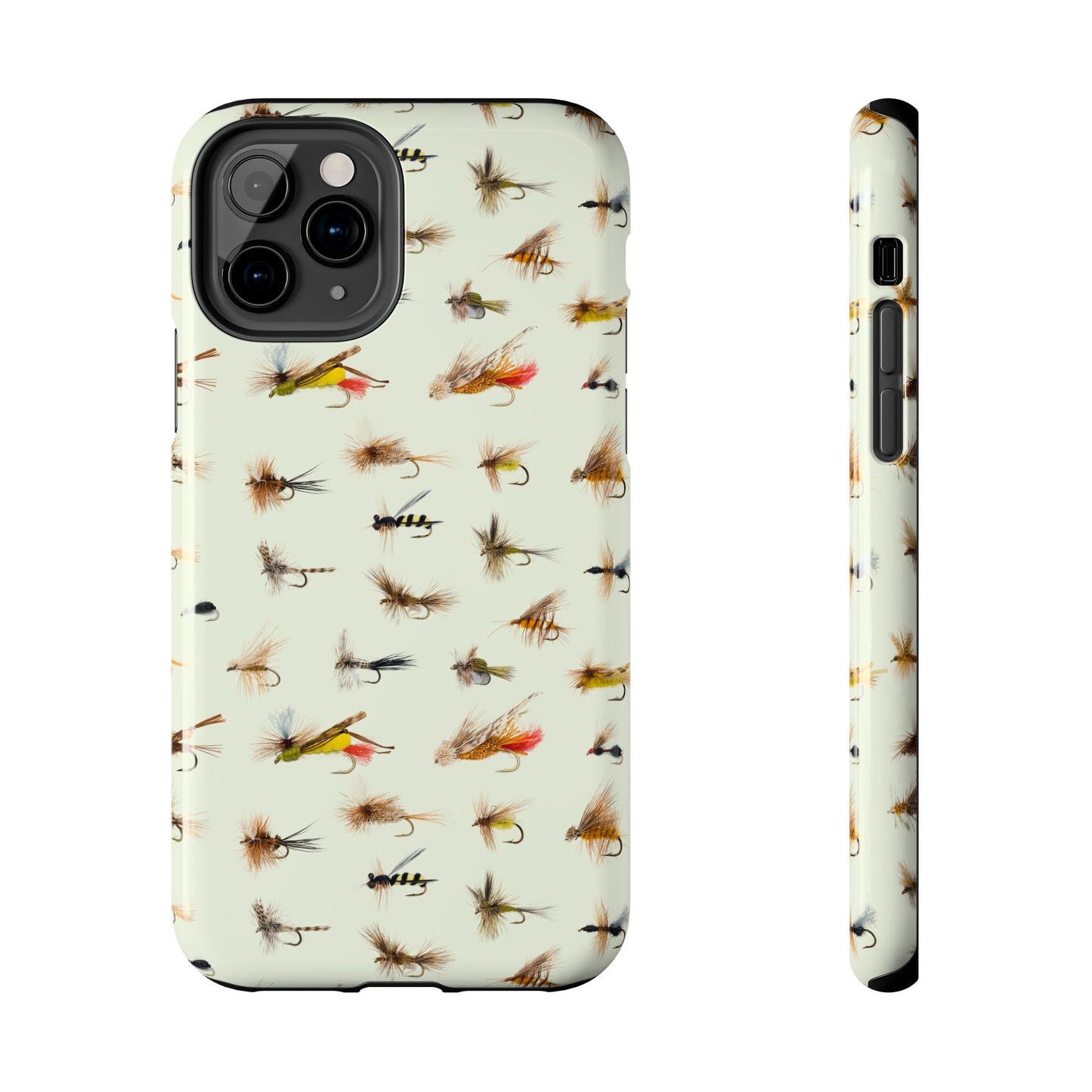 Dry Fly Fishing Lures in Cream  Tough Phone Case for iPhone and Samsung Smartphones