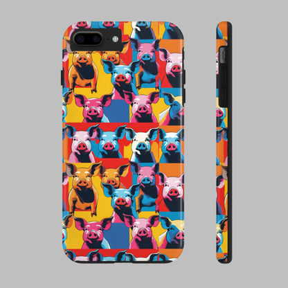 Colorful Pop Art Style Pigs Design - Tough Phone Cases for iPhone and Samsung Smartphones