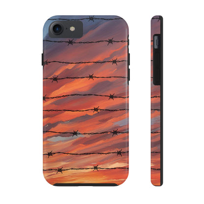 Barbed Wire at Sunset Tough Phone Case for iPhone and Samsung Smartphones