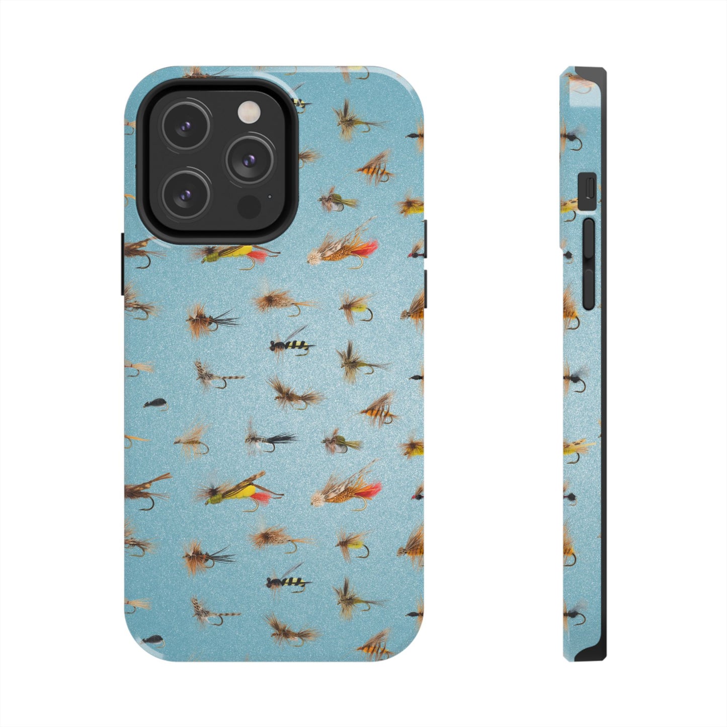 Dry Fly Fishing Lures in Light Blue Tough Phone Case for iPhone and Samsung Smartphones