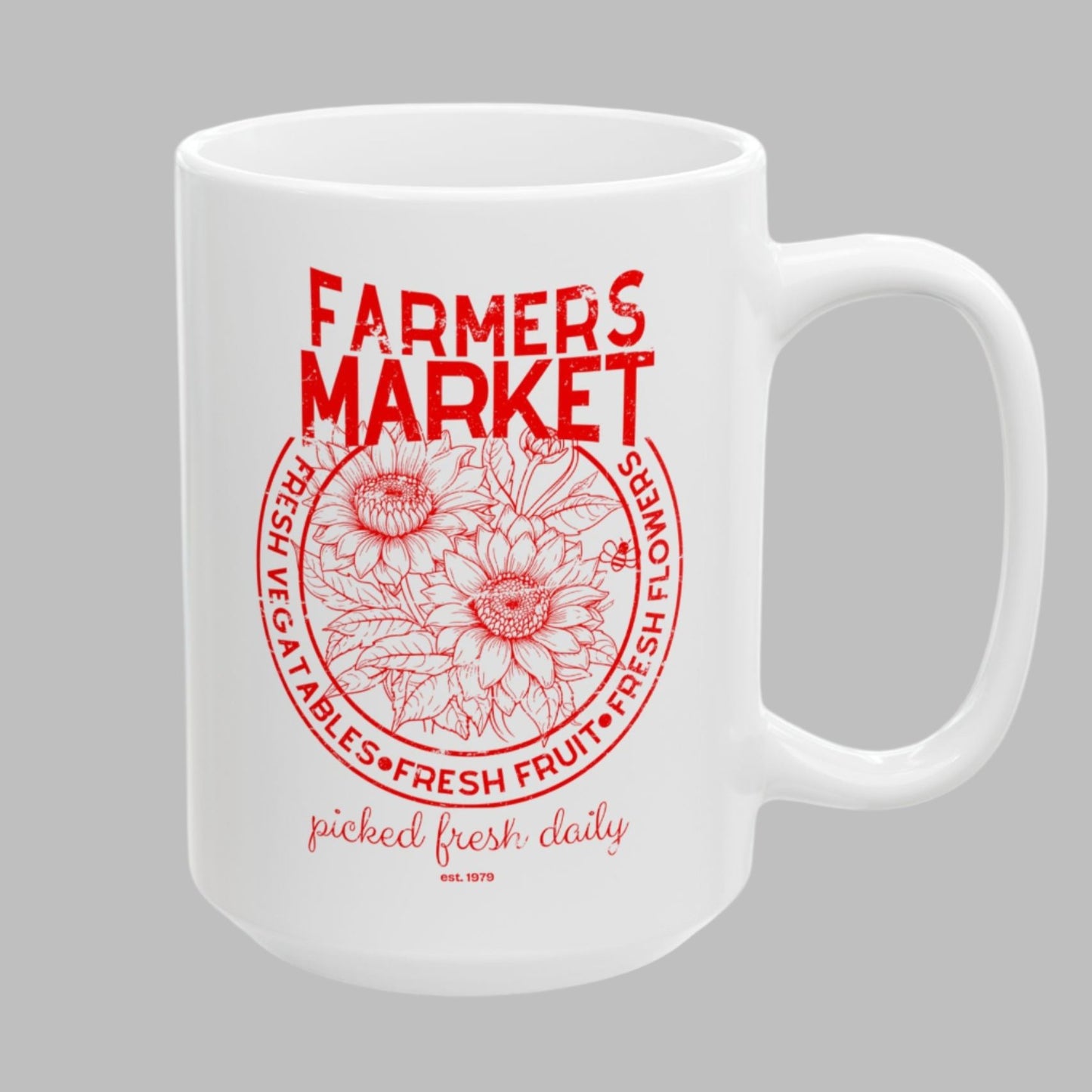 Coffee Tea Mug Farmers Market in Red Distressed Design - Series