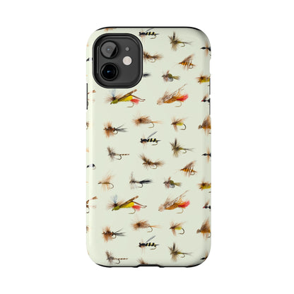 Dry Fly Fishing Lures in Cream  Tough Phone Case for iPhone and Samsung Smartphones