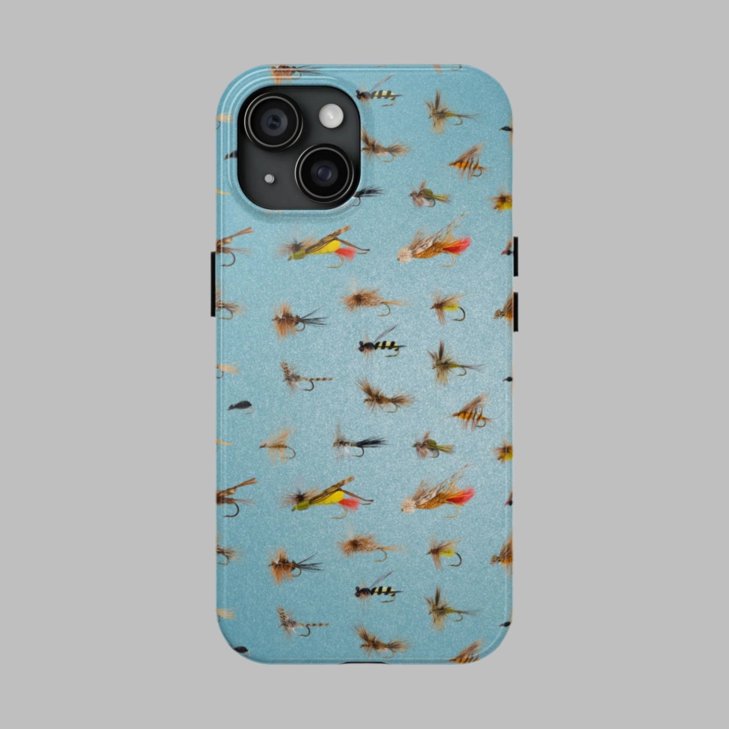 Dry Fly Fishing Lures in Light Blue Tough Phone Case for iPhone and Samsung Smartphones