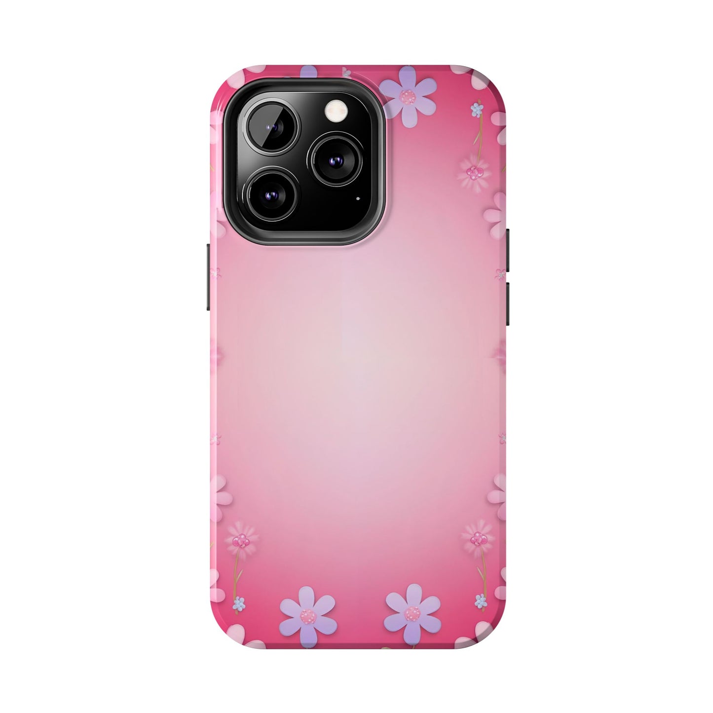 Phone Case - Flowers on Pink Ombre Design