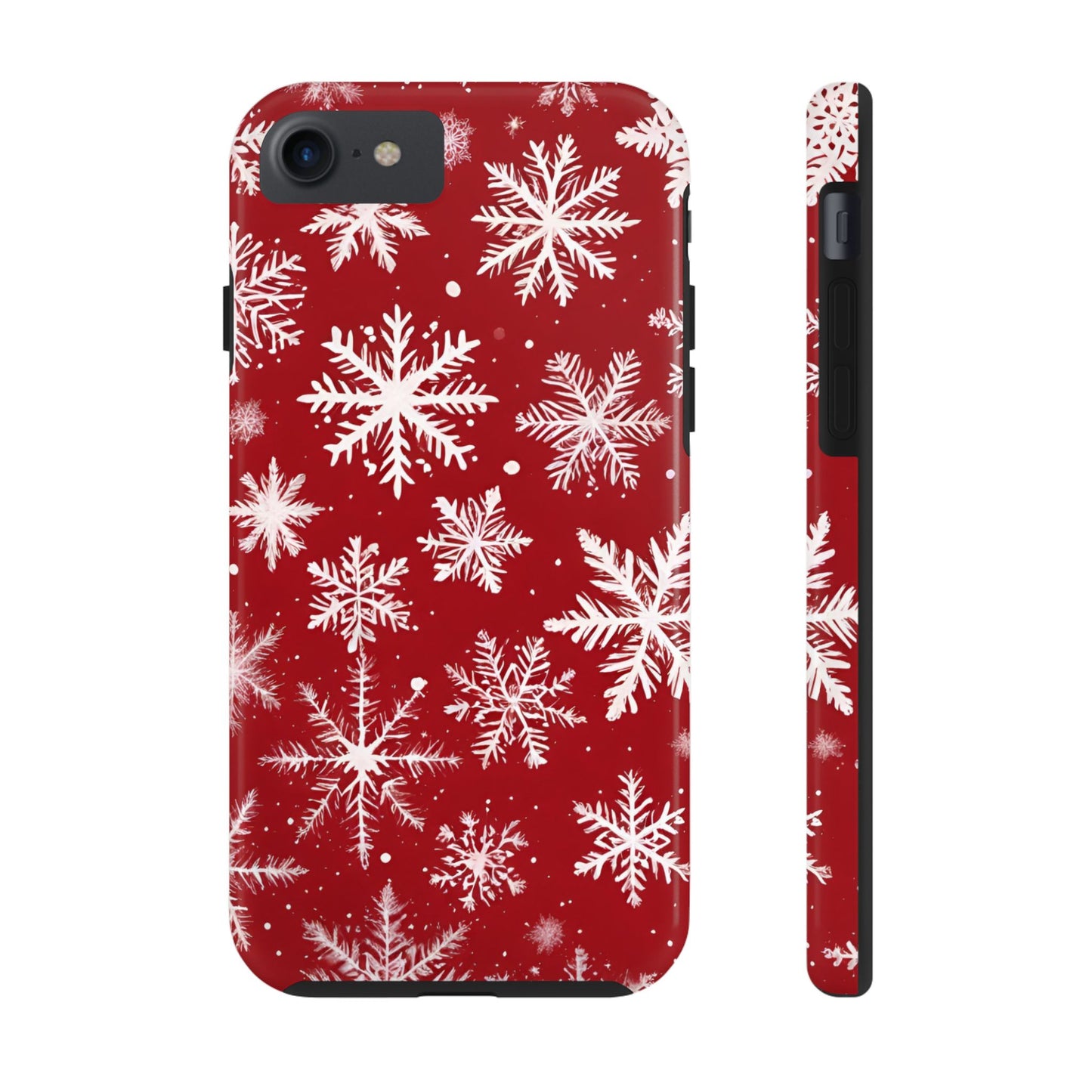 Snowflakes on Red - Tough Phone Case for iPhone and Samsung Phone Cases