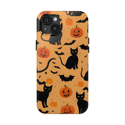 Halloween Black Cats and Pumpkins - Tough Phone Case for iPhones and Samsung Smartphones