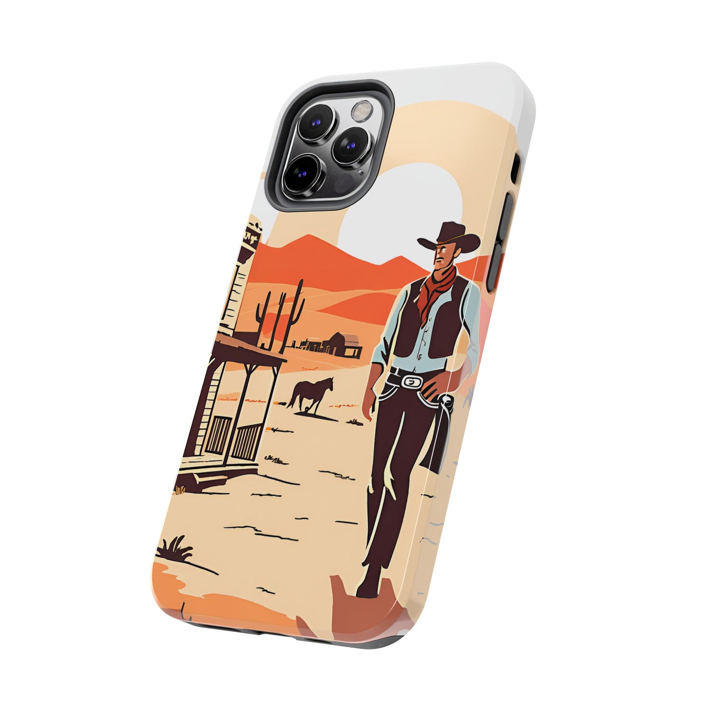 Retro Western Old West Design -Tough Phone Case for iPhone and Samsung Smartphones