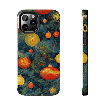 Christmas Tree and Ornaments Whimsical Art- Tough Phone Case for iPhones and Samsung Smartphones