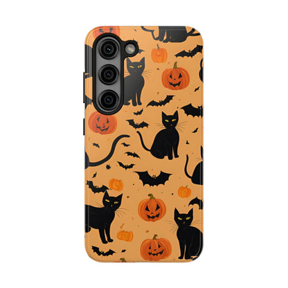 Halloween Black Cats and Pumpkins - Tough Phone Case for iPhones and Samsung Smartphones