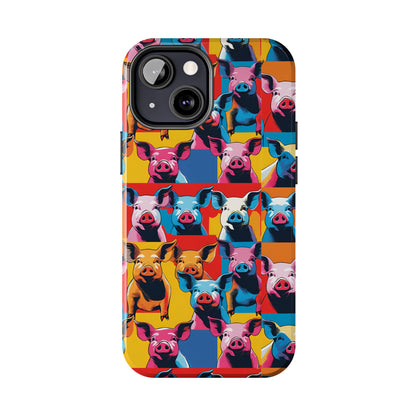 Colorful Pop Art Style Pigs Design - Tough Phone Cases for iPhone and Samsung Smartphones