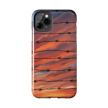 Barbed Wire at Sunset Tough Phone Case for iPhone and Samsung Smartphones