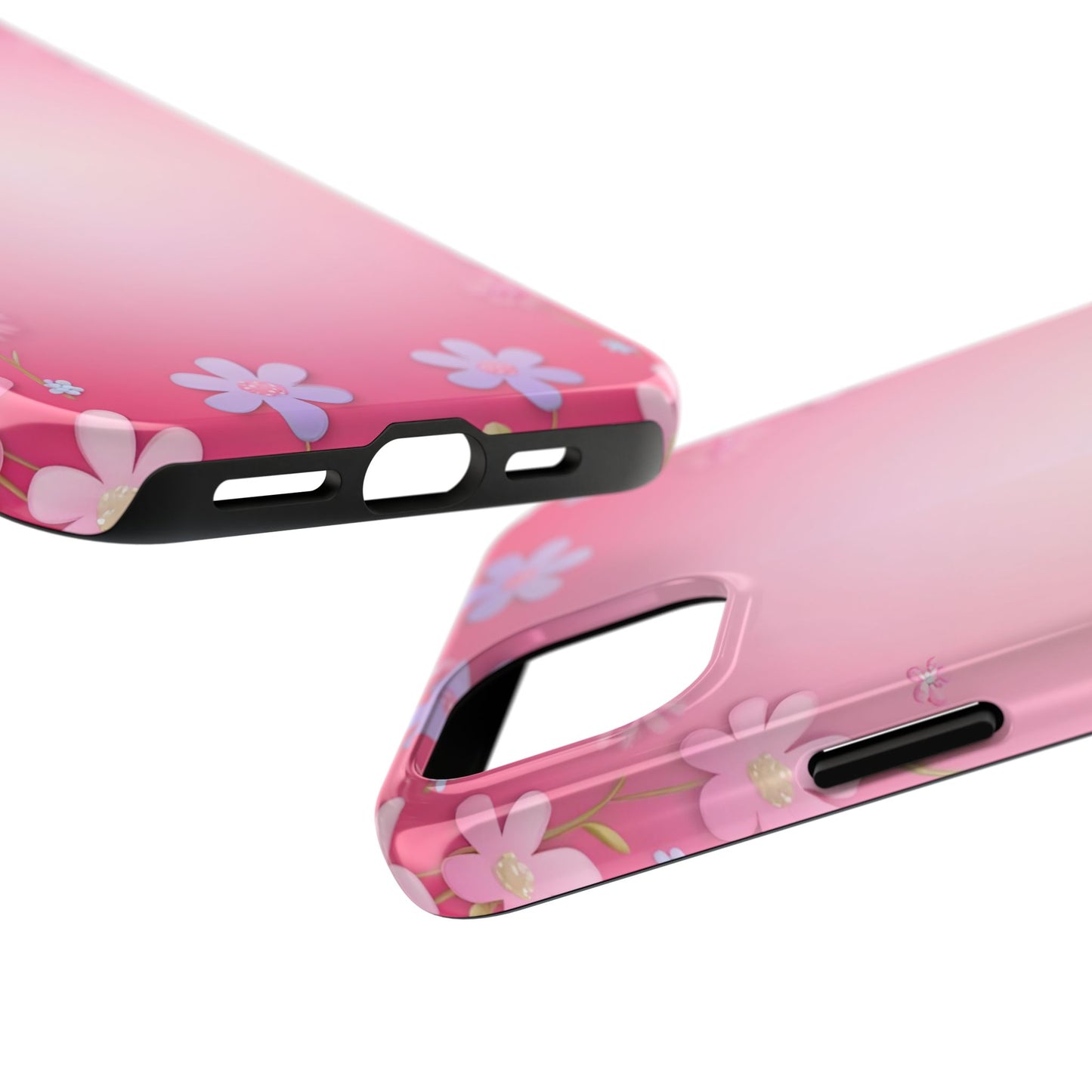 Phone Case - Flowers on Pink Ombre Design