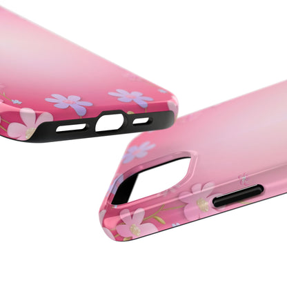 Phone Case - Flowers on Pink Ombre Design