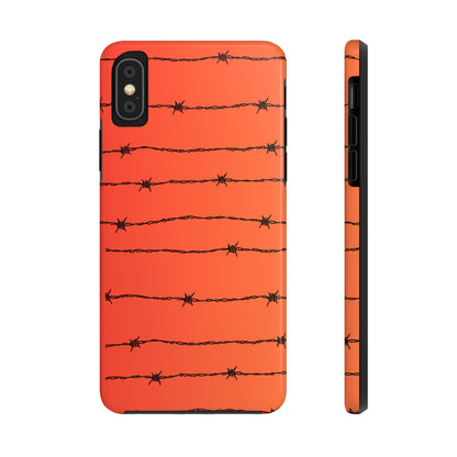 Barbed Wire on Salmon Ombre - Tough Phone Case for iPhone and Samsung Smartphones