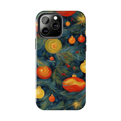 Christmas Tree and Ornaments Whimsical Art- Tough Phone Case for iPhones and Samsung Smartphones