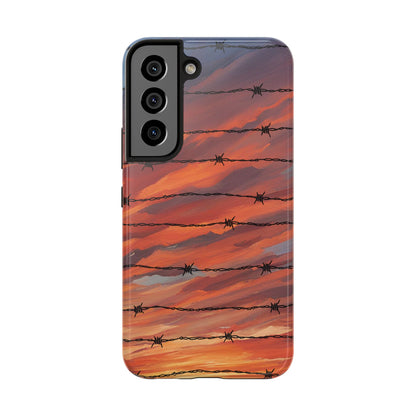 Barbed Wire at Sunset Tough Phone Case for iPhone and Samsung Smartphones