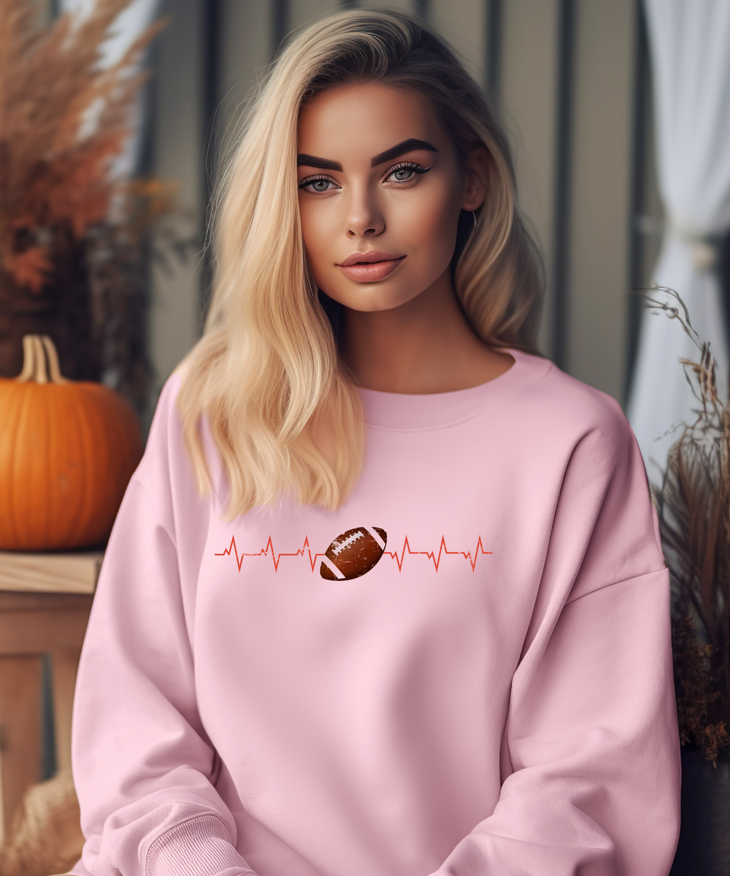 Distressed Football Design Sweatshirt for Women