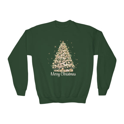 Youth Crewneck Sweatshirt - Elegant Christmas Tree Design